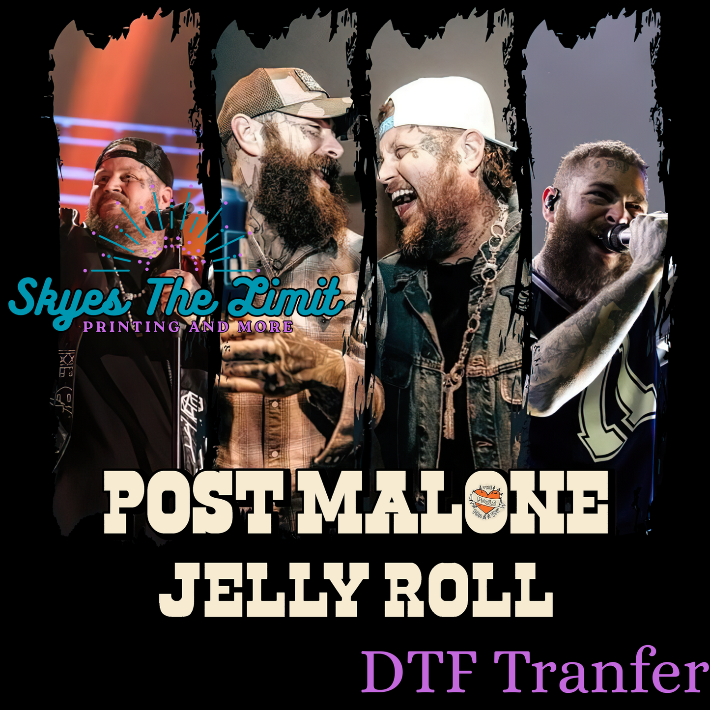 Jelly roll and post Malone DTF TRANSFER
