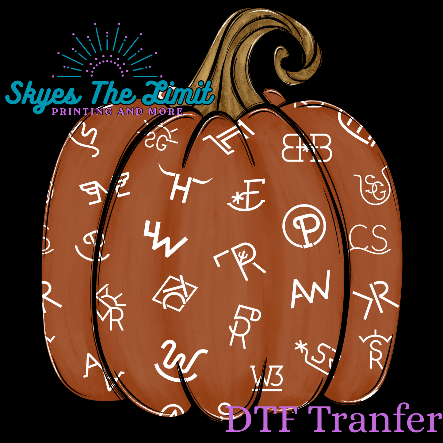 Brown Pumpkin with Writing (DTF TRANSFER)