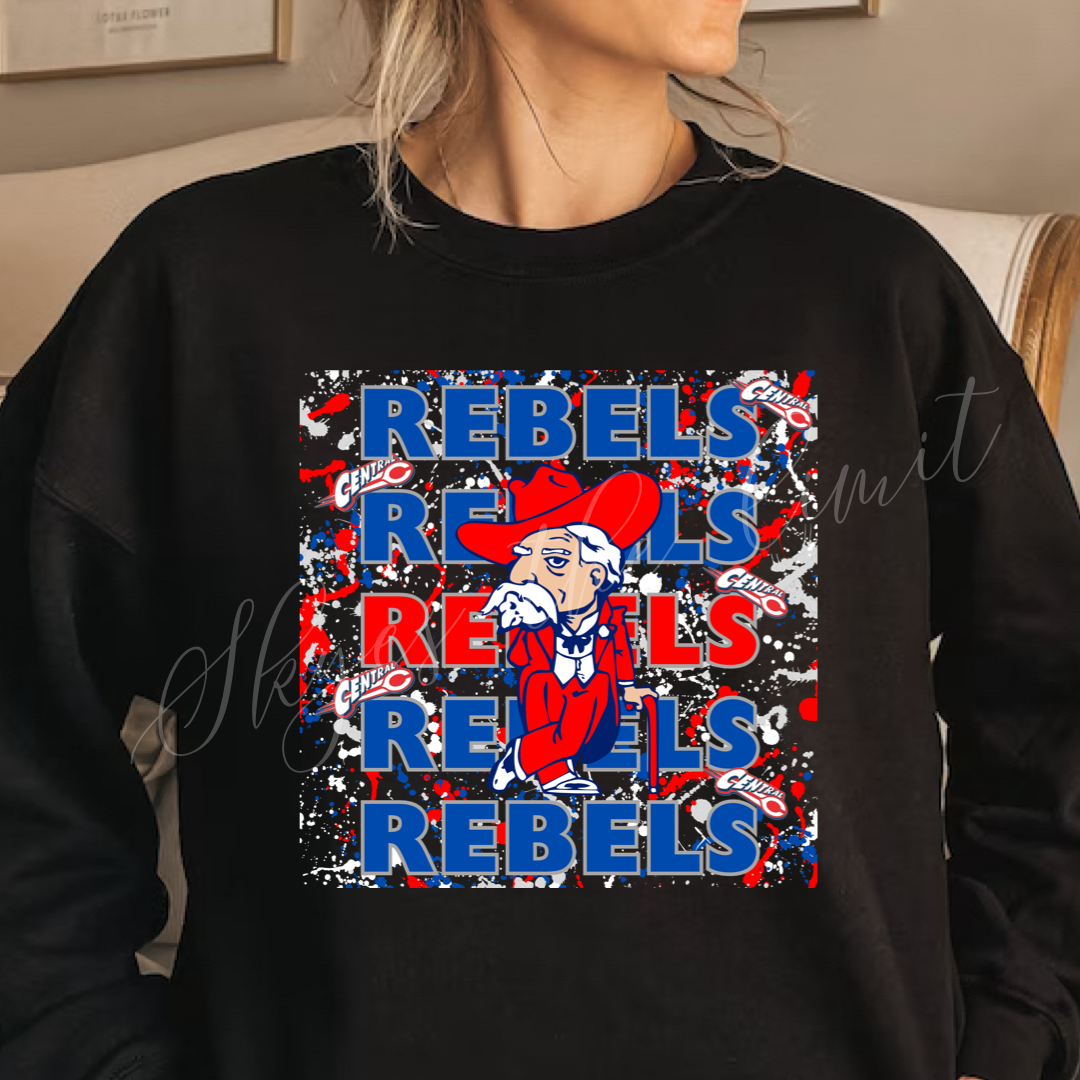 Paint splatter school mascot sweatshirts