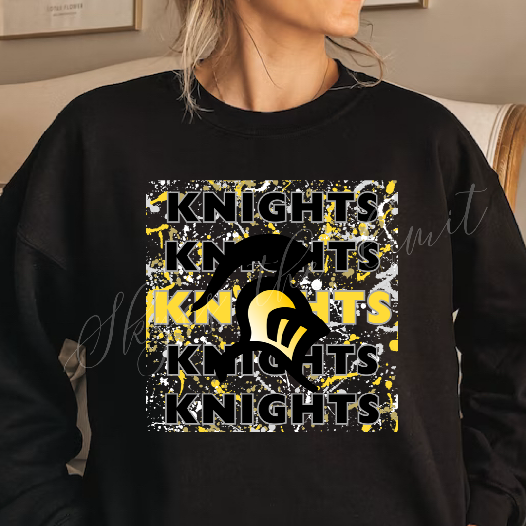 Paint splatter school mascot sweatshirts