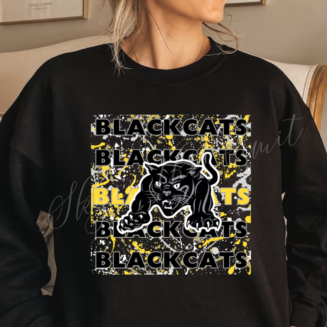 Paint splatter school mascot sweatshirts
