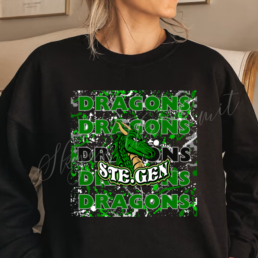 Paint splatter school mascot sweatshirts