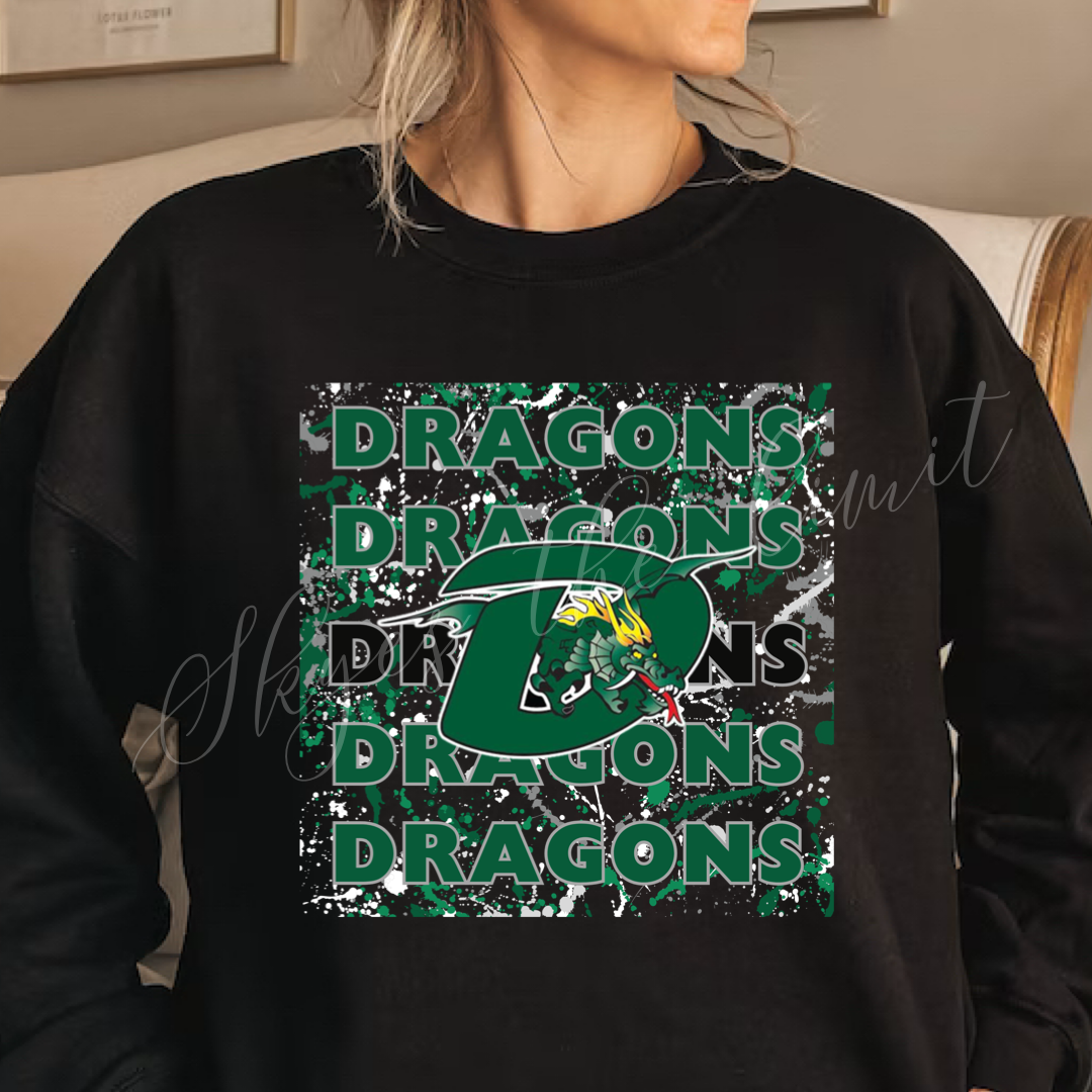 Paint splatter school mascot sweatshirts