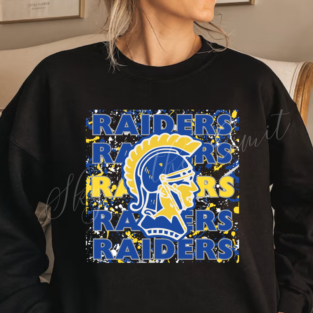 Paint splatter school mascot sweatshirts