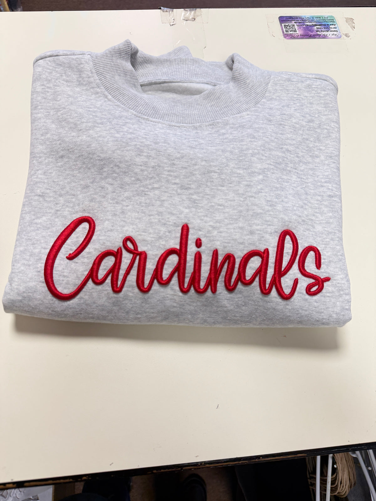 Embroidered 3D puff Moc neck sweatshirt