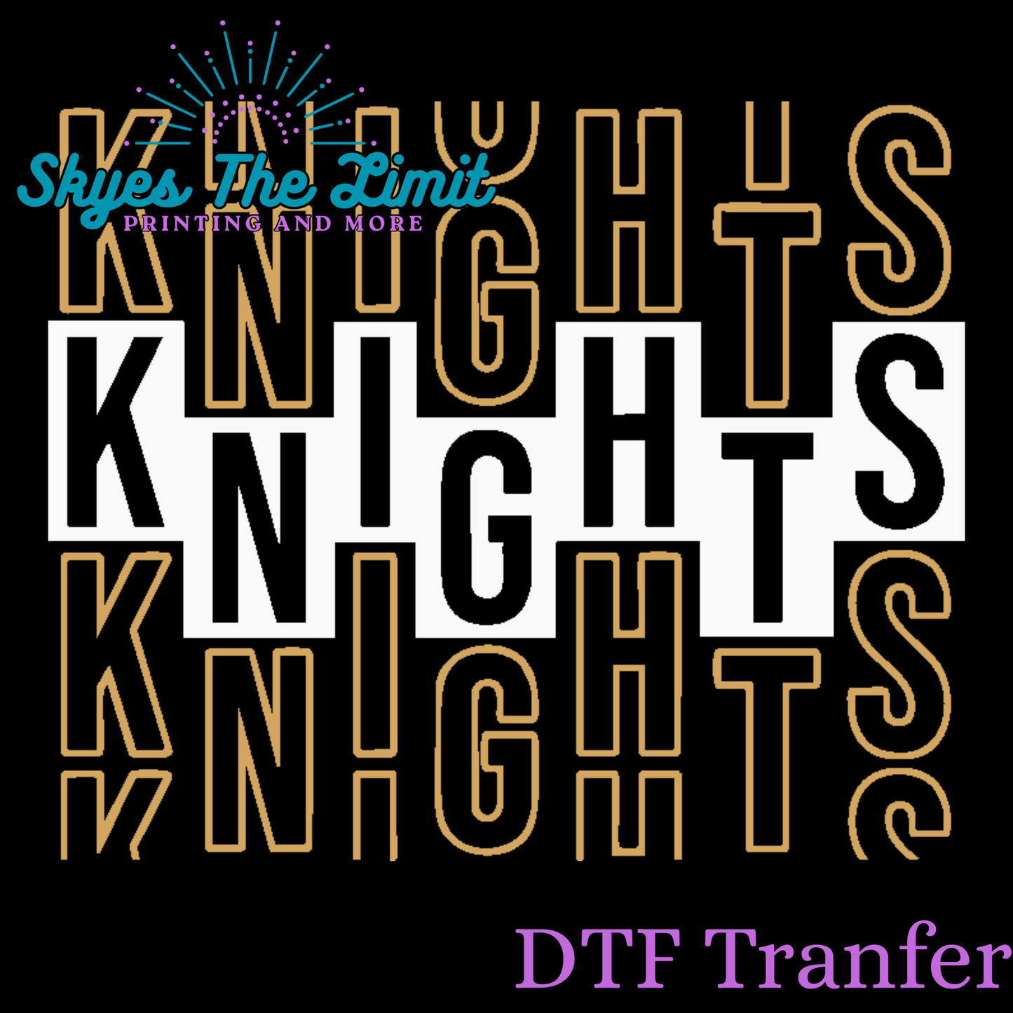 Knights knights gold/white  DTF TRANSFER