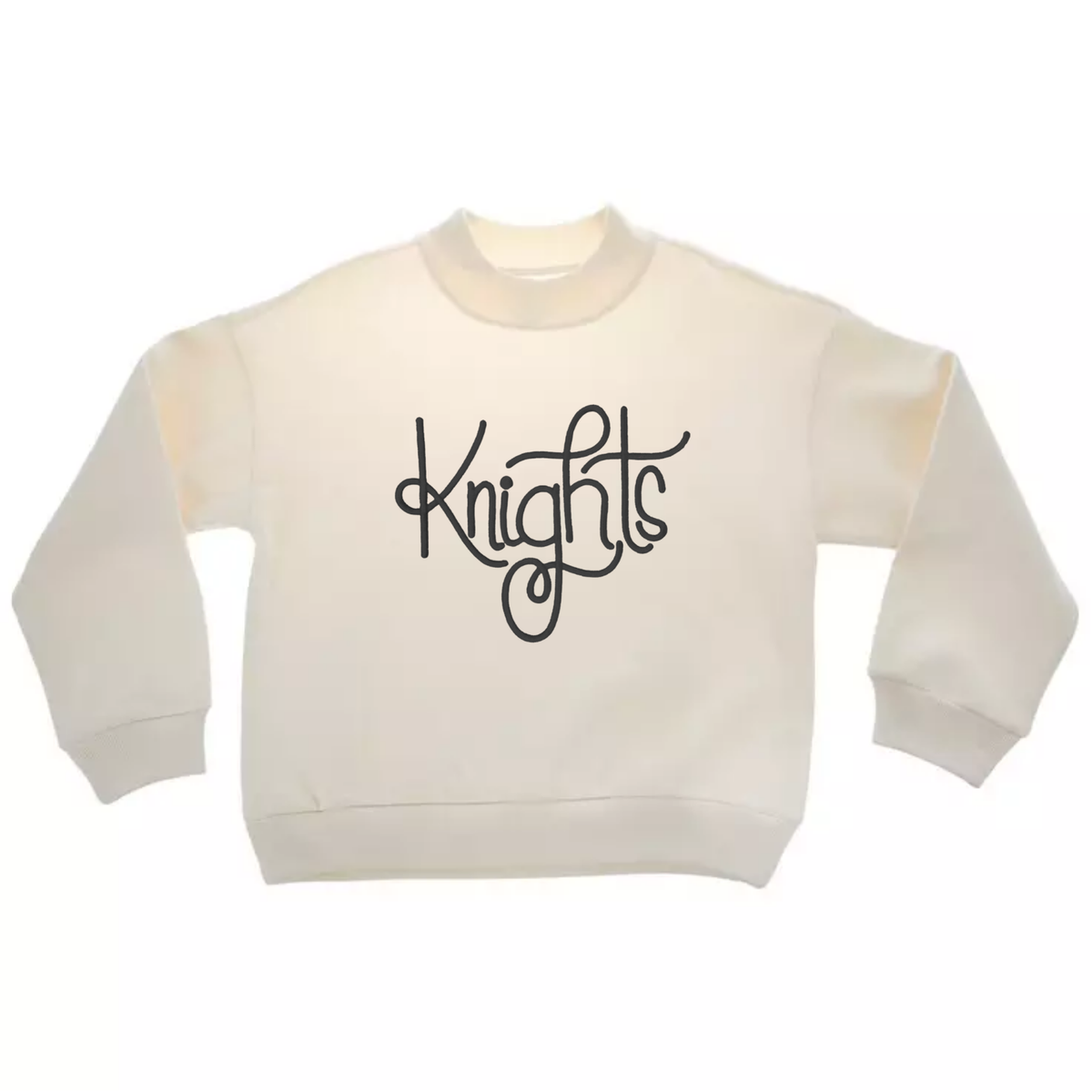 Embroidered 3D puff Moc neck sweatshirt