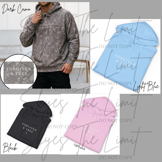 Forgiven and Free Embroidered Hoodies